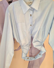 Custom upcycled cutout ruch snap top