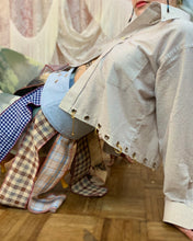 Upcycled grommet mixed hardware button down sample