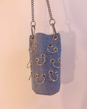 Handmade grommet ring denim bucket bag