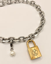 Repurposed LV lock and pearl necklace