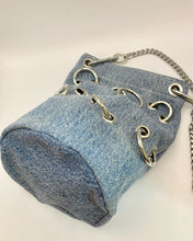 Handmade grommet ring denim bucket bag