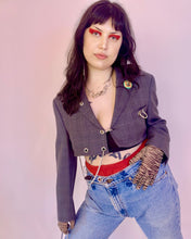 Upcycled micro crop hardware blazer