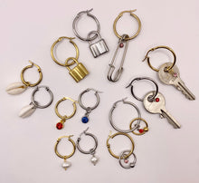 Key + rhinestone single earring