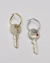 Key + rhinestone single earring