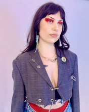 Upcycled micro crop hardware blazer