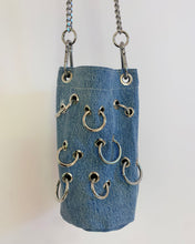Handmade grommet ring denim bucket bag