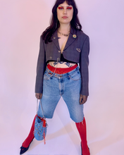 Upcycled micro crop hardware blazer