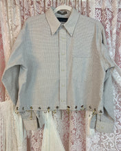 Upcycled grommet mixed hardware button down sample
