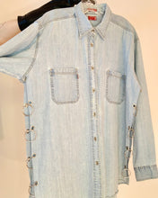 Custom upcycled O-ring cutout shirt