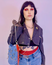 Upcycled micro crop hardware blazer