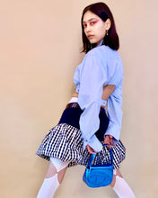 Custom upcycled cutout ruch snap top