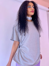 Custom upcycled bleach ruch cutout tee