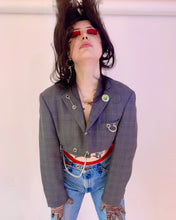 Upcycled micro crop hardware blazer
