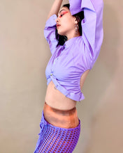 Upcycled cutout ruch snap top