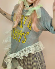Upcyled lace negligee tee