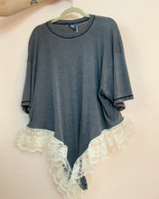 Upcyled lace negligee tee