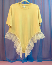 Upcyled lace negligee tee