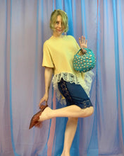 Upcyled lace negligee tee
