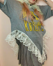 Upcyled lace negligee tee