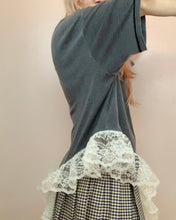 Upcyled lace negligee tee