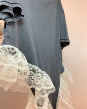 Upcyled lace negligee tee