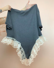 Upcyled lace negligee tee