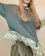 Upcyled lace negligee tee