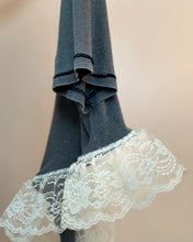 Upcyled lace negligee tee