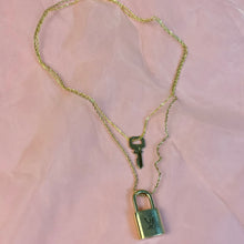 Repurposed lock + key necklace duo