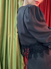 Vestido manga abullonada perla + encaje