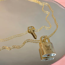 Repurposed lock + key necklace duo