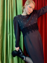 Vestido manga abullonada perla + encaje