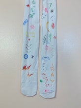 Recycled hand drawn doodle tights
