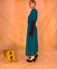 Puff sleeve embellished yoke dress