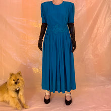 Puff sleeve embellished yoke dress