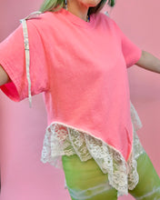 Camiseta con lazo negligee de encaje reciclado