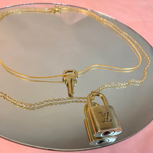 Repurposed lock + key necklace duo