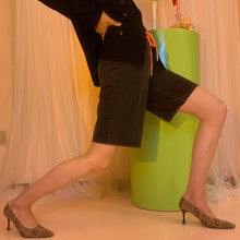 Tacones geo de tela con purpurina