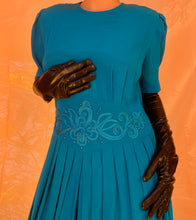 Puff sleeve embellished yoke dress