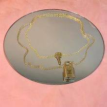 Repurposed lock + key necklace duo