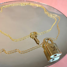 Repurposed lock + key necklace duo