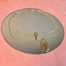 Repurposed lock + key necklace duo