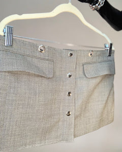 Custom upcycled mini snap belt skirt