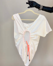 Custom one shoulder cutout ruch tee
