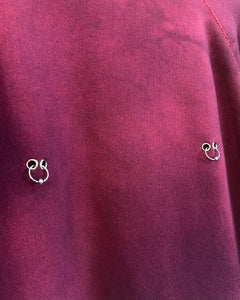 Burgundy dyed pierced sweatshirt