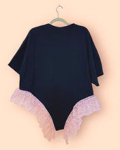 Upcyled pink lace negligee tee