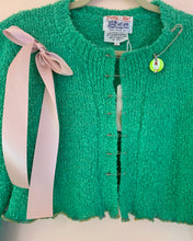 Cropped safety pin bow sweater