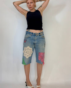 Custom patch doily jorts