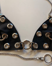 Custom grommet ring denim bra top