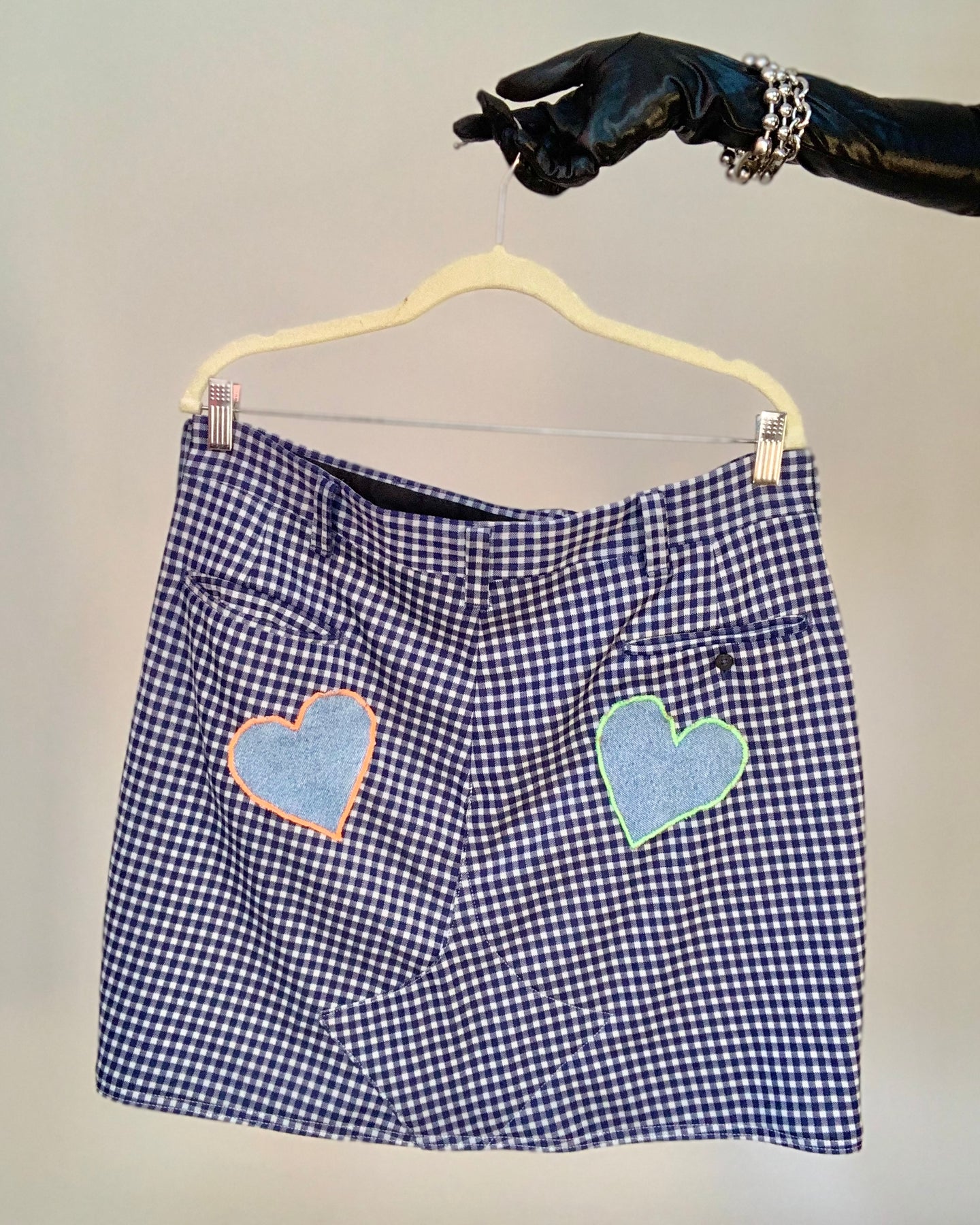 Upcycled double heart skirt